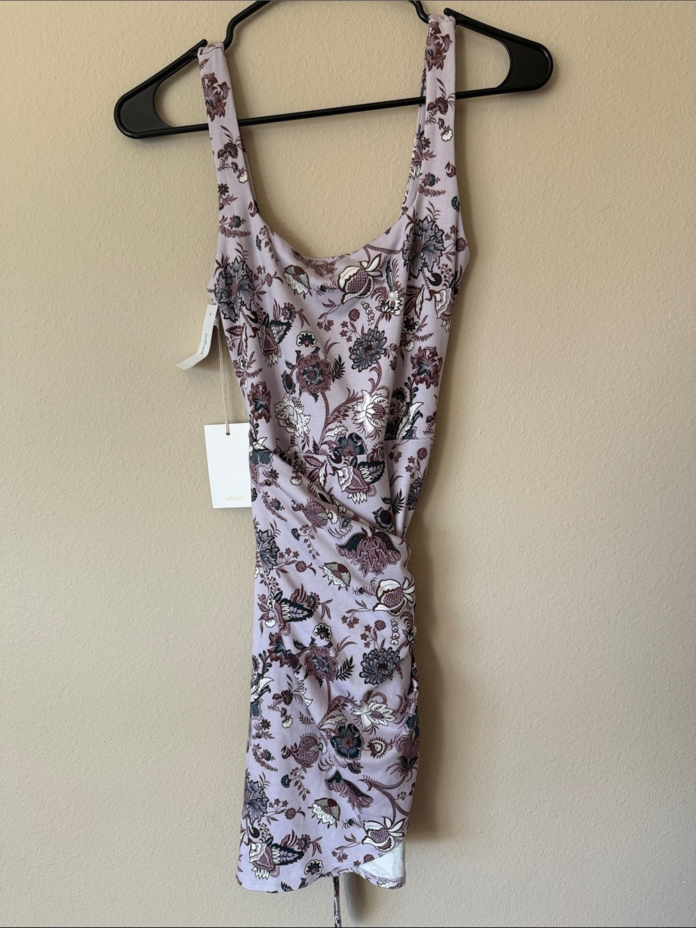 Wilfred Lavender Floral Scoop-Neck Wrap Mini Dress - Picture 3 of 7